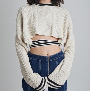 New UK Size 10 Small The Ragged Priest Twist It White Cropped Sweater